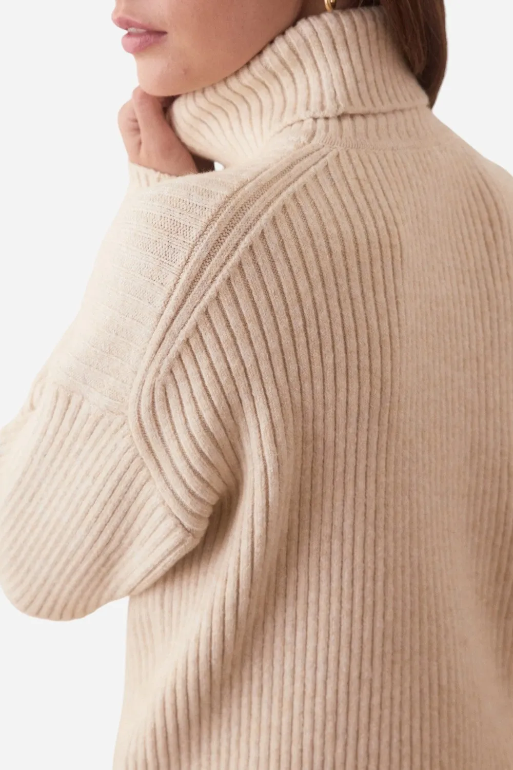 Marine Layer Isla Knit Turtleneck in Cream