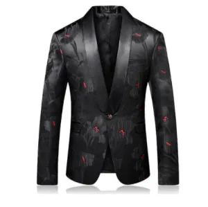 Mens Floral Tuxedo Jackets One Button Stylish Dinner Wedding Party Dress Jackets