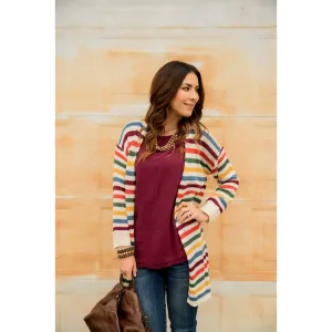 Multi Color Striped Cardigan