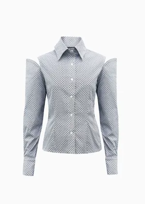 Patience - Cotton Button Up Shirt with Shoulder Cut Out