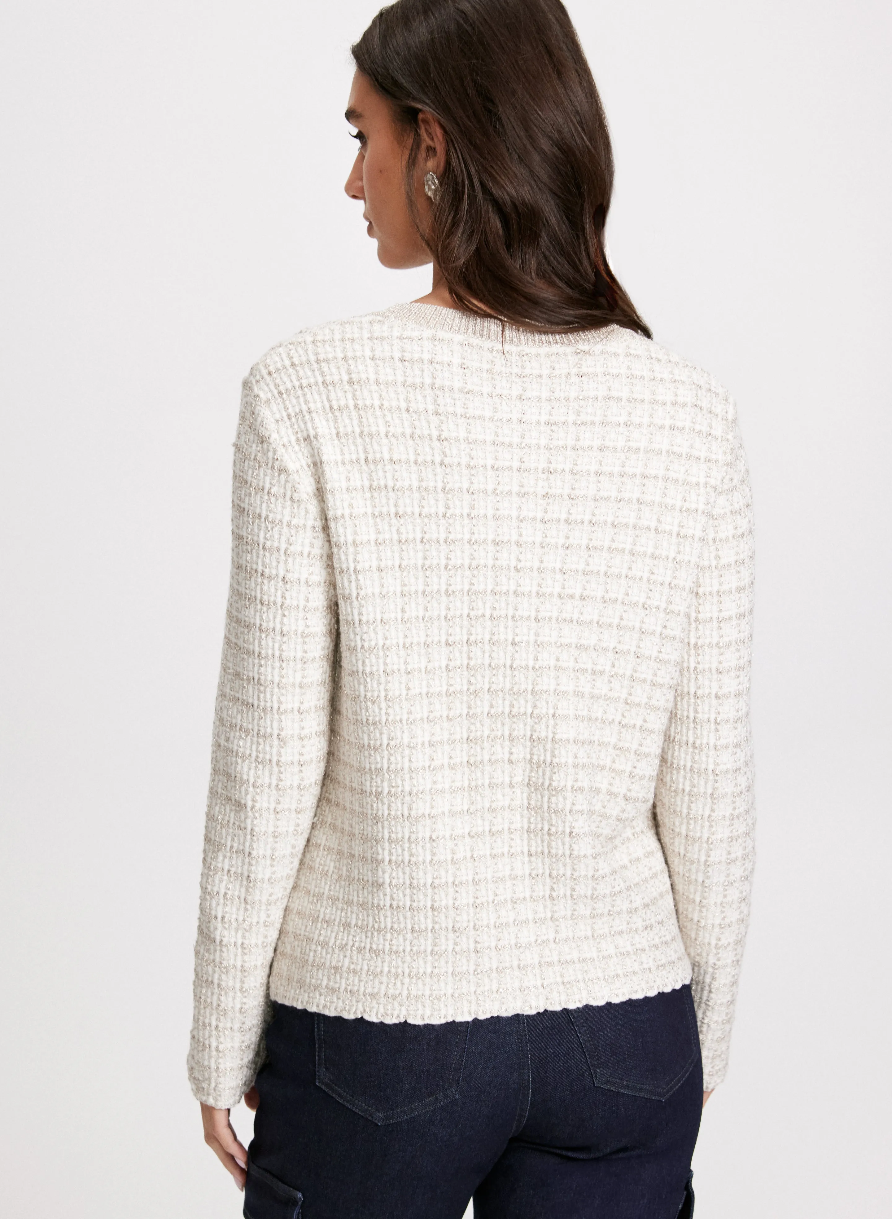 Pearl Button Bouclé Cardigan