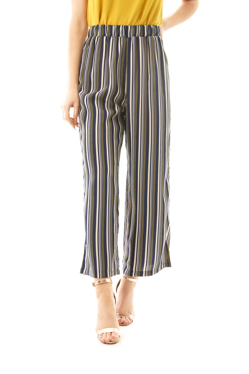 Pin Stripe Chiffon Wide Leg Culotte Trousers