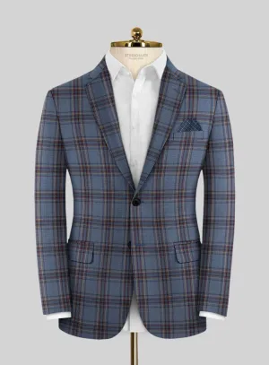 Reda Pale Aqua Checks Wool Jacket