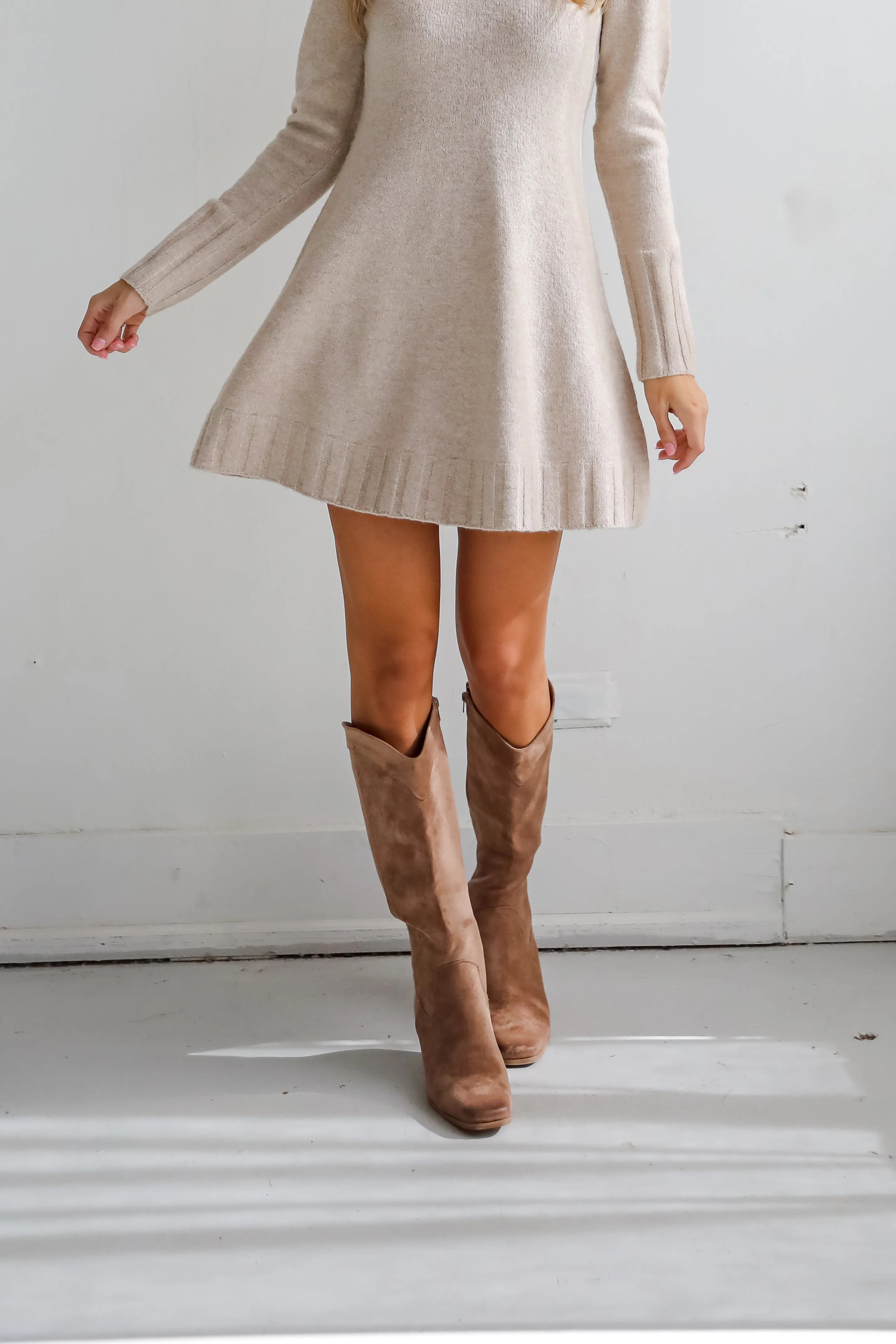 Rodeo Cutie Taupe Suede Western Boots