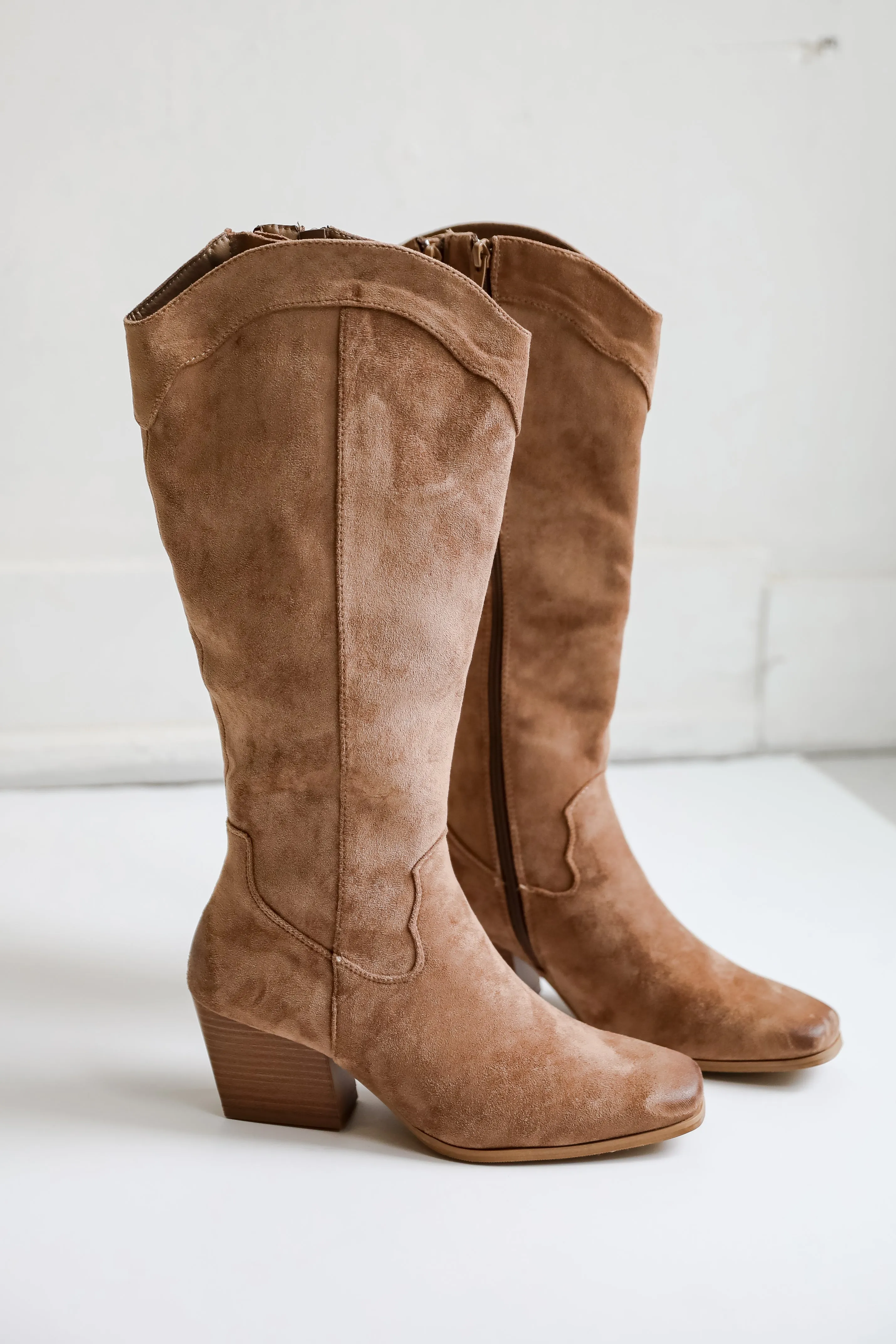 Rodeo Cutie Taupe Suede Western Boots