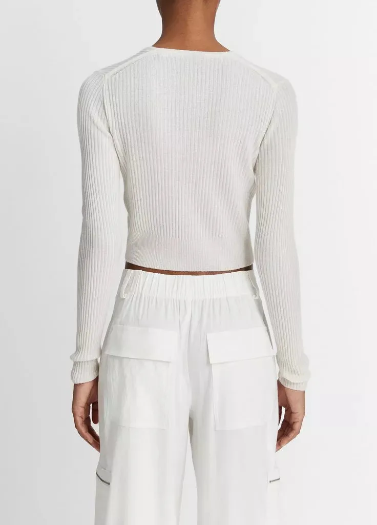 Shrunken Cashmere Silk Cardigan - Off White