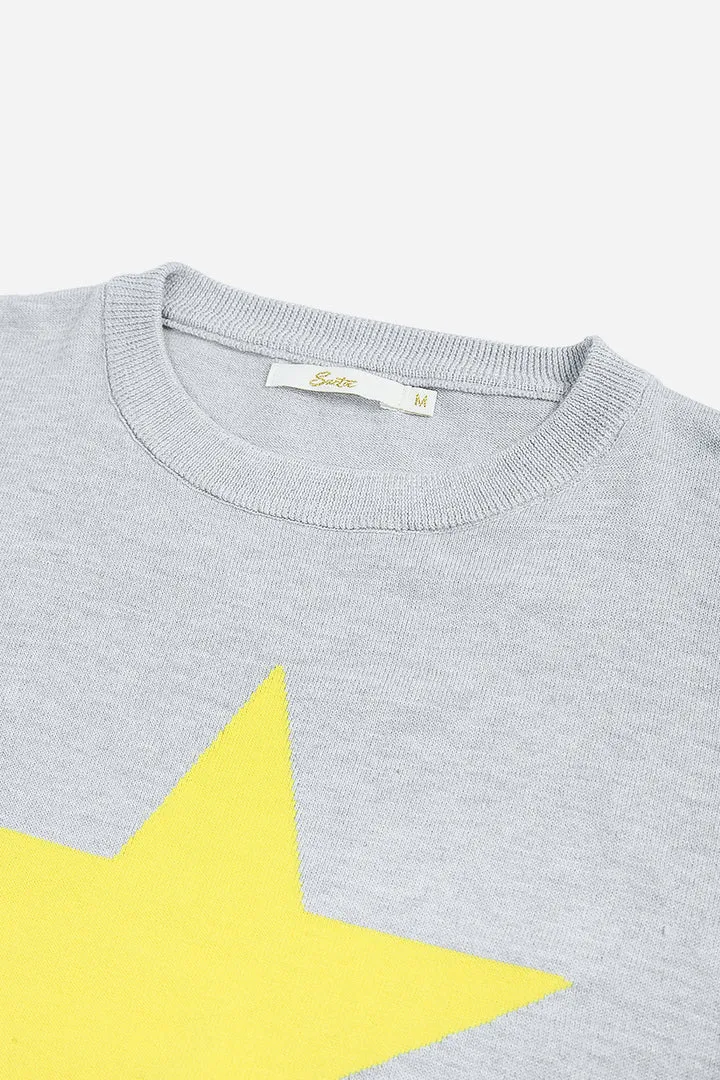 Statement Star Jumper - Grey/Yellow