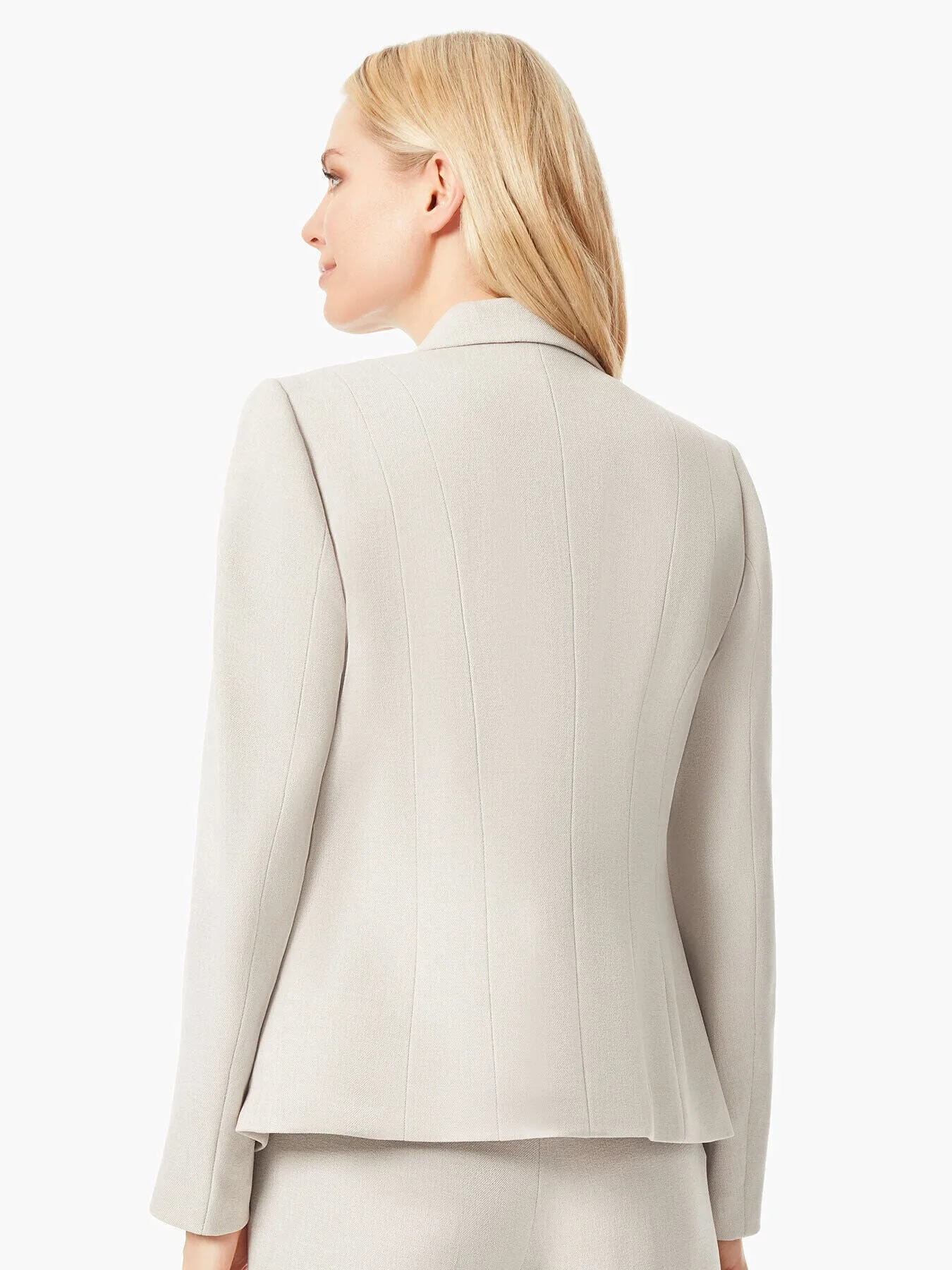 Stretch Pebble Crepe Seamed One-Button Blazer