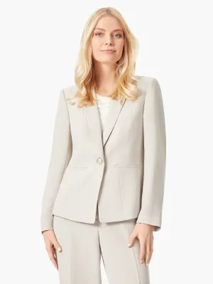 Stretch Pebble Crepe Seamed One-Button Blazer