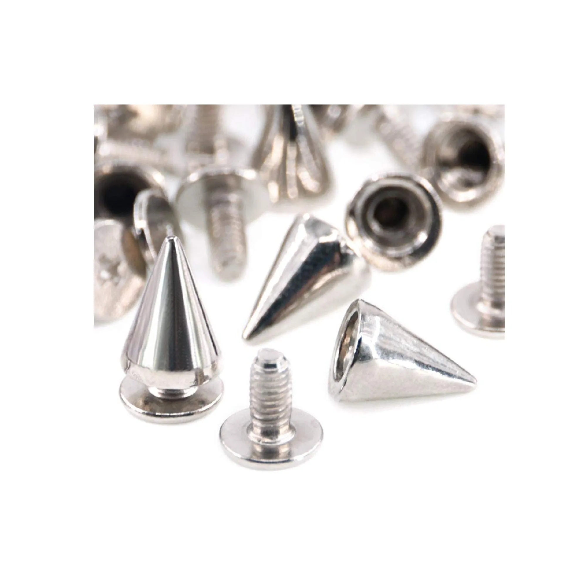 Swpeet 110 Pairs Sliver 7mm x 9.5mm Bullet Cone Spike and Stud Metal Screw Back for DIY Leather Craft Cool Rivets Punk Stud Coincal Layer