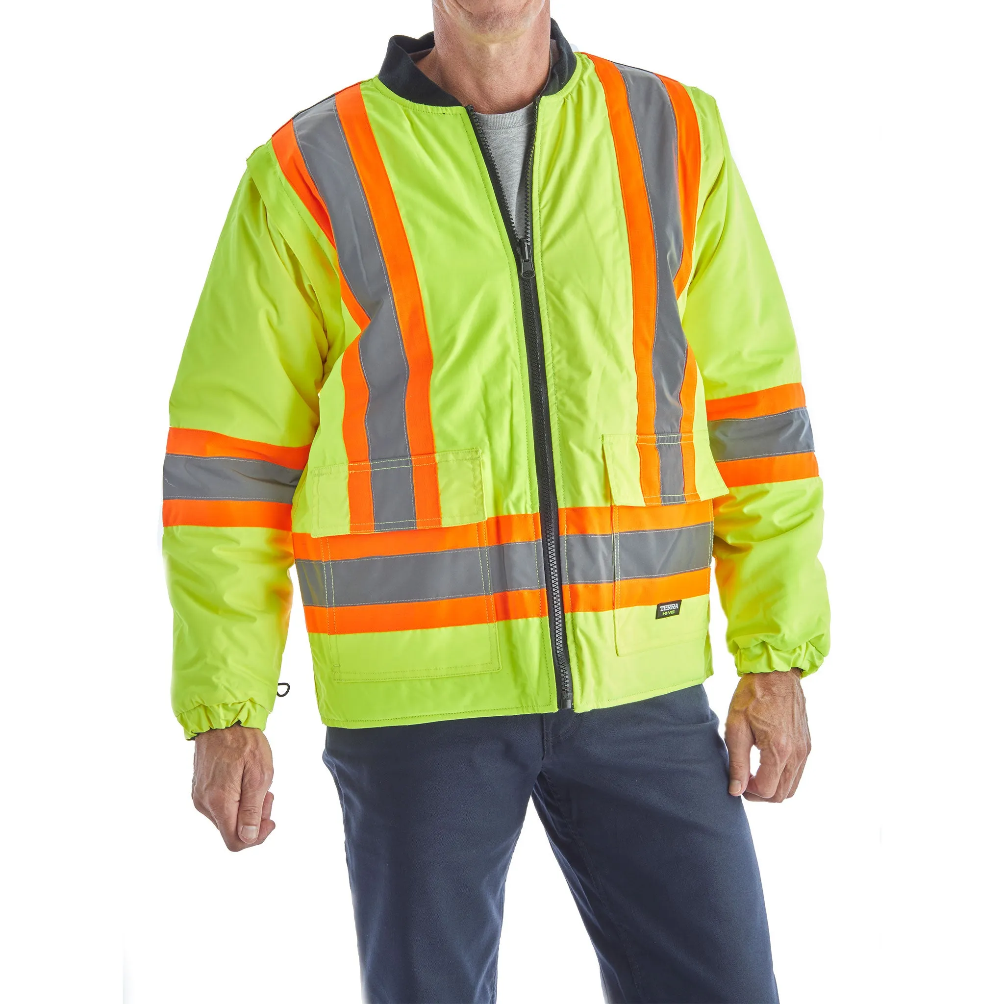 Terra Men's Hi-Vis 6 in 1 System Work Bomber Jacket 116562 - Yellow