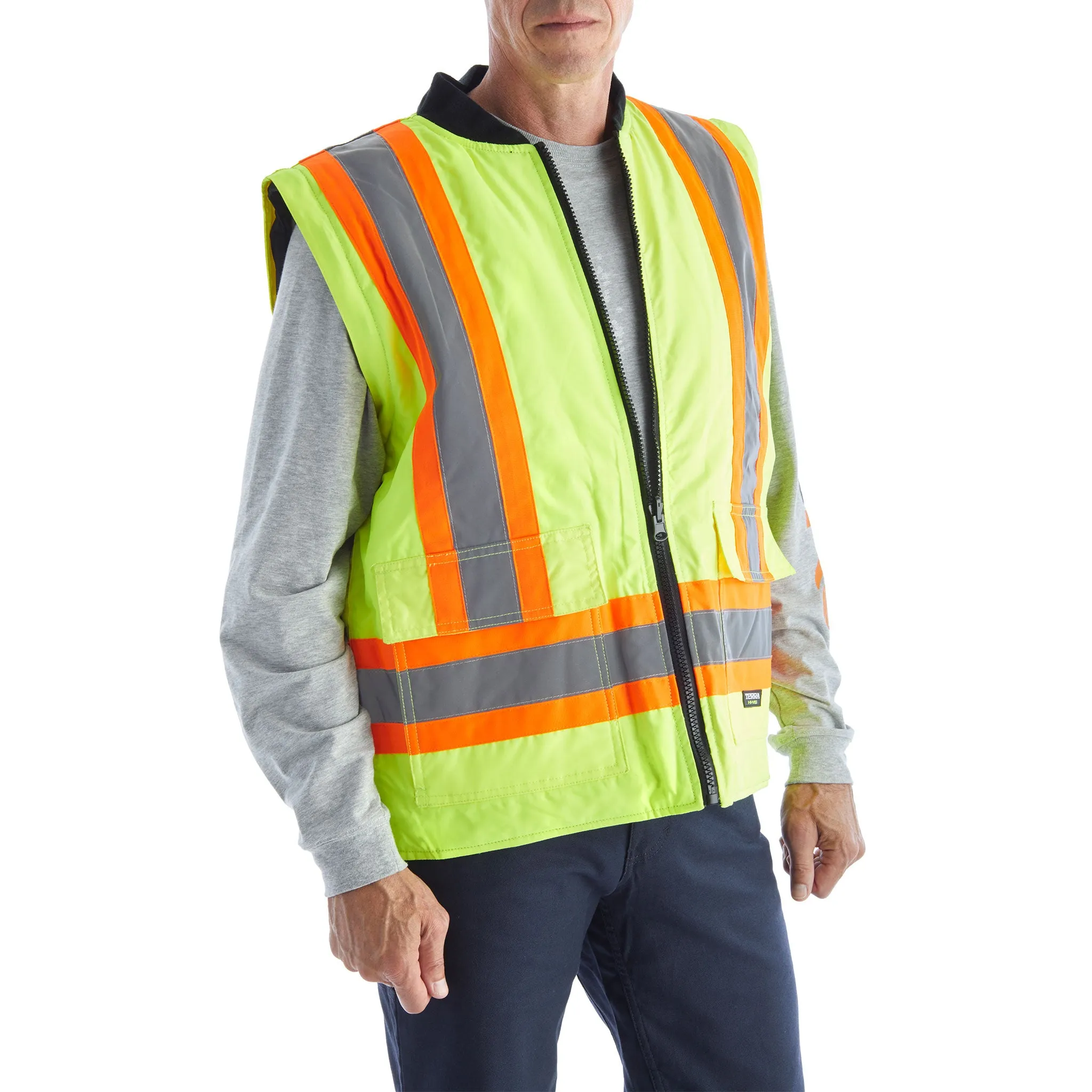 Terra Men's Hi-Vis 6 in 1 System Work Bomber Jacket 116562 - Yellow