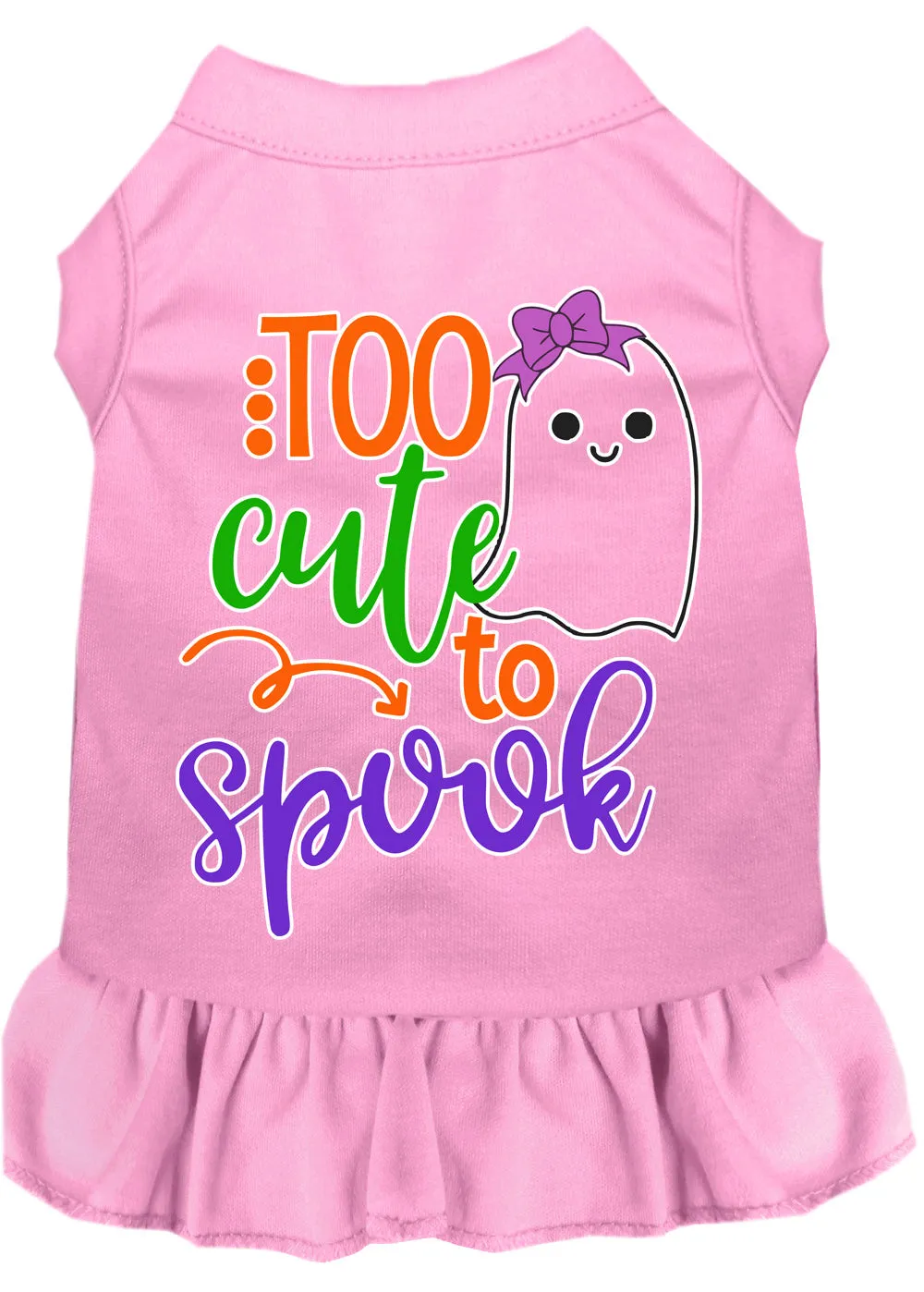 Too Cute To Spook-girly Ghost Screen Print Dog Dress Light Pink Xxxl