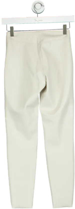 Topshop Cream Faux Leather Trousers Petite UK 4