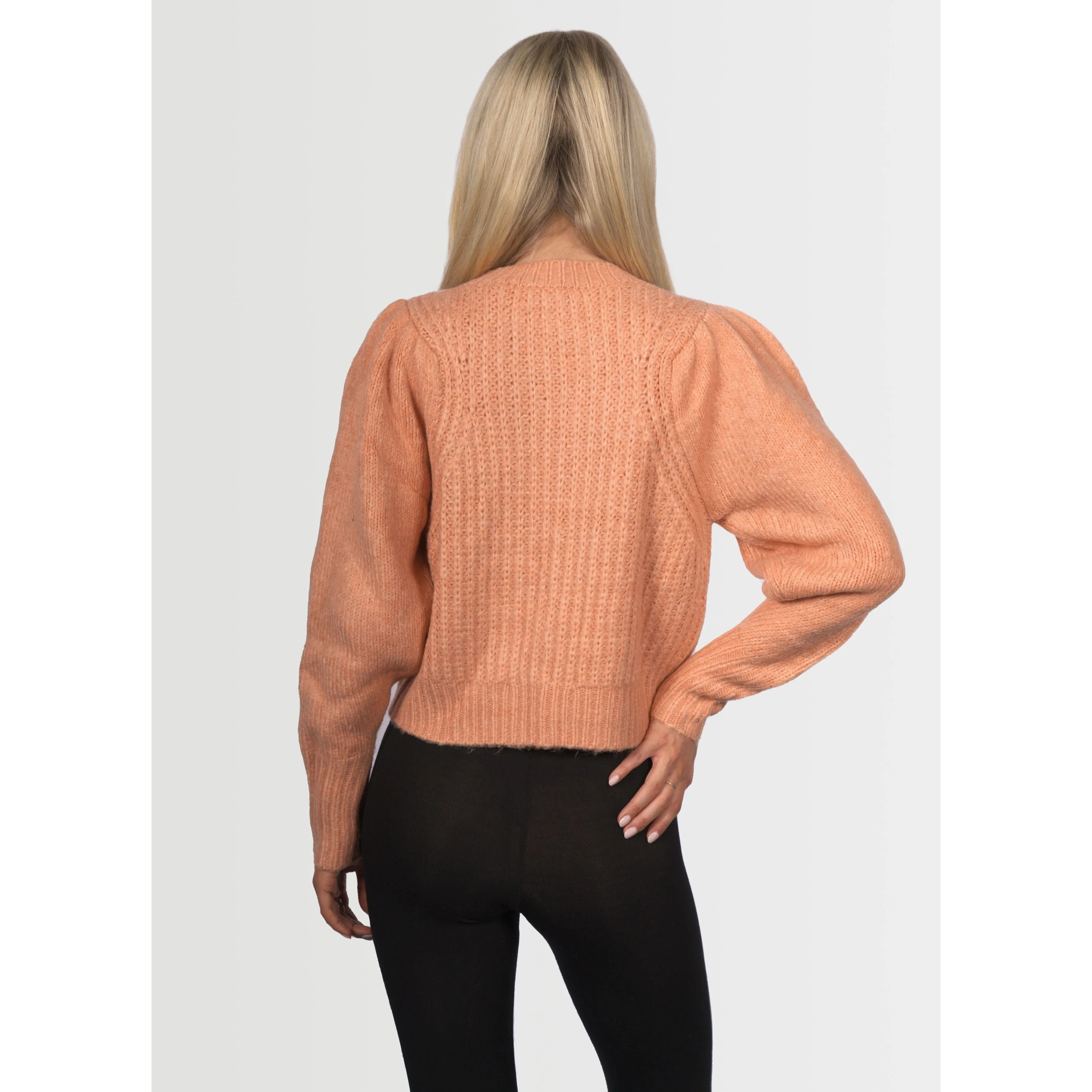 Topshop Women's Pleat Sleeve Crop Pullover - Orange