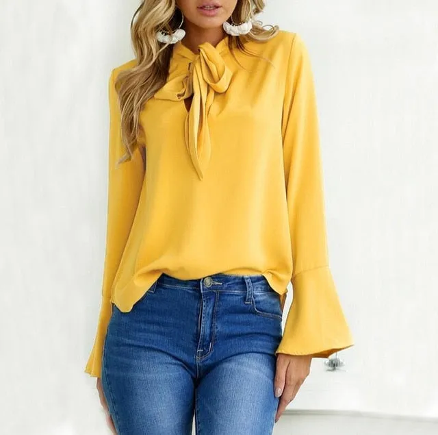 VenusFox Long Flare Sleeve Blouse Shirts