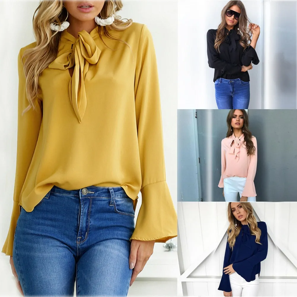 VenusFox Long Flare Sleeve Blouse Shirts