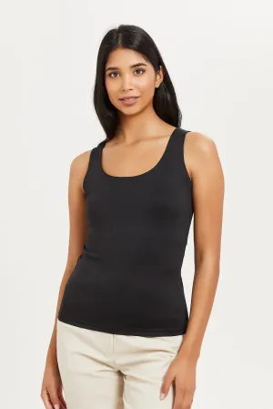 Women Black Double Layered Vest