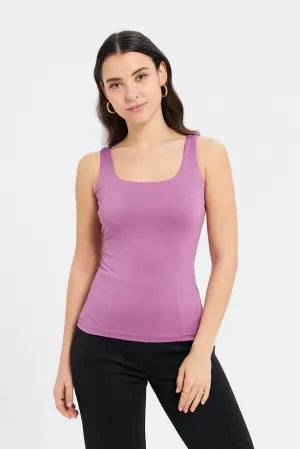 Women Purple Layered Tank Top