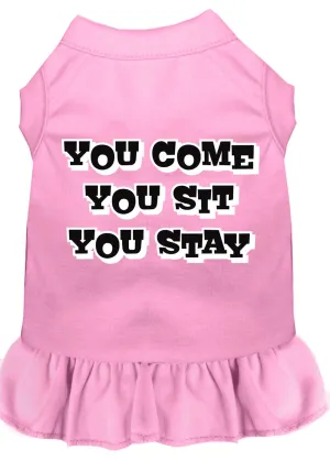 You Come, You Sit, You Stay Screen Print Dress Light Pink Xs (8)